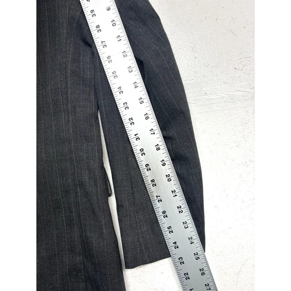 vtg 90s Charcoal Stripe 40R 34x30 2pc Pant Suit Pleated High Waisted Wool Mens